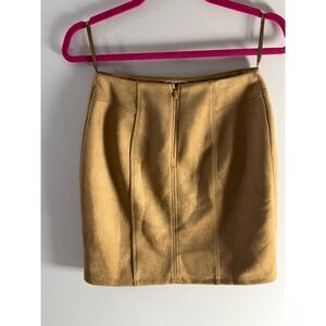 White House Black Market Size 00 Camel Faux Suede Mini Skirt
